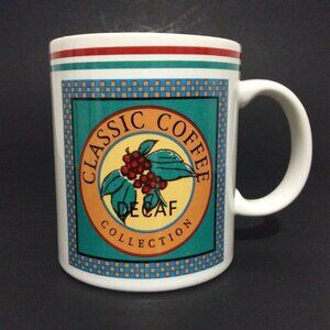 CLASSIC Coffee Collection Mug Cup Decaf White Red